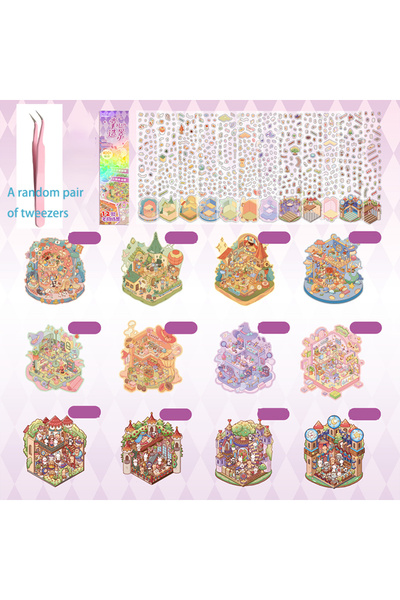 Choice B0077-2 1 sticker collection+1 tweezers creative 3D miniature scene st...