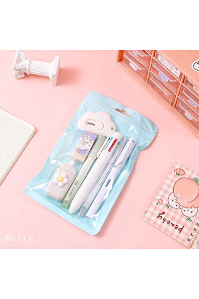 Choice White 7pcs 7Pcs Set Kawaii Student Stationery Sweet Cartoon Cat Paw Co...