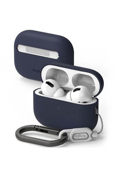 Ringke Θήκη Σιλικόνης με Γάντζο για Apple AirPods Pro 1/2 Μπλε Σκούρο