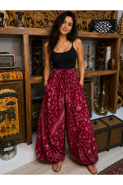 KESKİN AKSESUAR YUMUŞAK %100 RAYON KUMAŞ ŞALVAR CEPLİ STANDART BEDEN