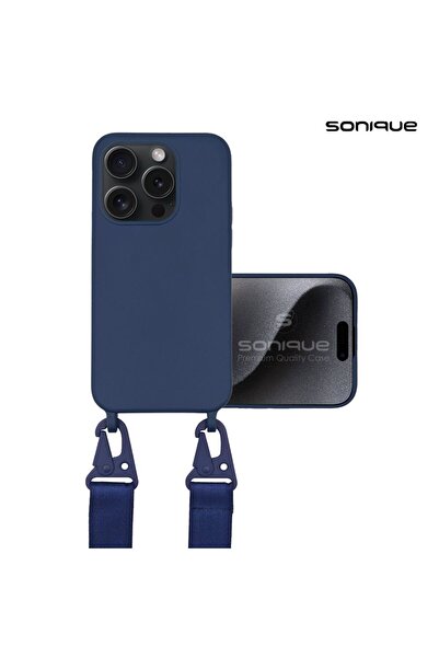 Sonique Θήκη Σιλικόνης με Strap CarryHang Apple iPhone 15 Pro Μπλε Σκούρο