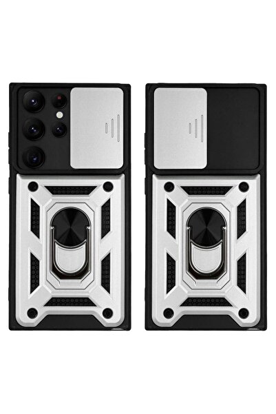 Sonique Θήκη Ring Armor CamPro για Samsung Galaxy S22 Ultra Ασημί
