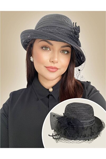 Confortino Luxury women's organza hat with veil - ONE SIZE, ADJUSTABLE