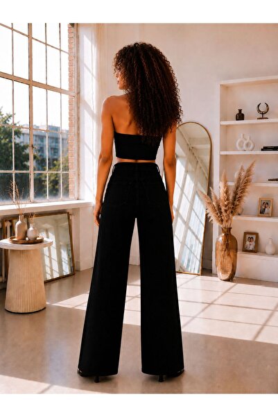 sushe Women's High Waist Loose-Leg Palazzo Jeans