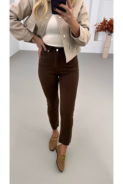 zr model likralı yüksek bel mom jean