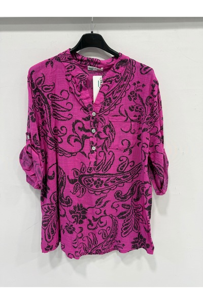 della moor Women's Fuchsia Italian Ethnic Shawl Pattern Dominant Collar Folde...