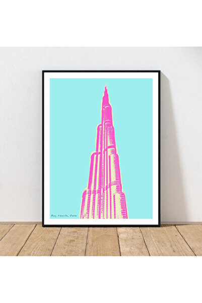 Boomah Accessories Burj Khalifa Dubai Travel Art Poster with Frame 50x40cm