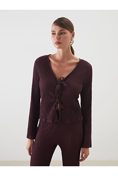 LC Waikiki Nevavm V-Neck Textured Women's Cardigan with a Difference