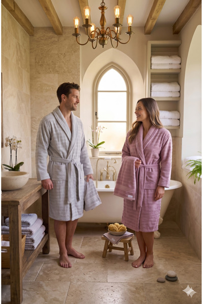 Özdilek Nev Brand Wello Family Bathrobe Set 6 Pieces (Nev Is a Brand of the Ö...