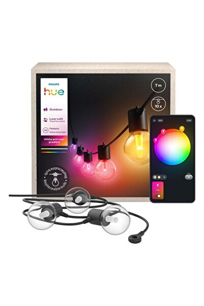 Philips Hue Festavia Globe - Dış Mekan Akıllı Sıralı Işıklar 7 metre 10 Ampul