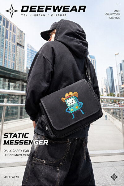 DEEFWEAR Unisex Y2K Printed Messenger Bag Black Postman Bag/School Bag/Laptop...