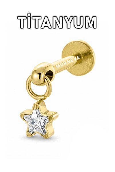 MORNEVA Titanyum Minimal Yıldız Sallantılı Helix Conch Tragus Kulak Lobe Pier...