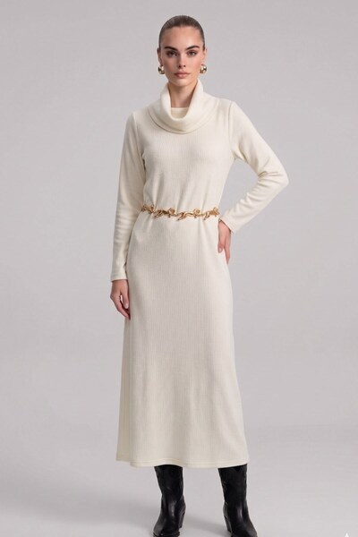 FTZ WOMEN Women's Ribbed Dress Ecru 31286