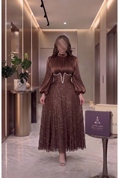 Mazon Fashion Classic Crinkle Modest Evening Dress