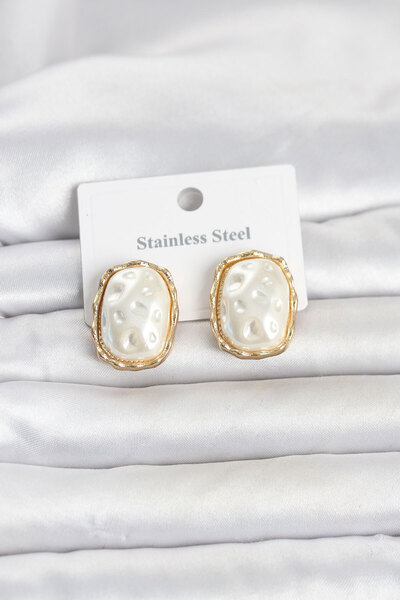 callerrons accessories أقراط نسائية ذهبية اللون بتصميم لؤلؤي عتيق - EBJ260516...