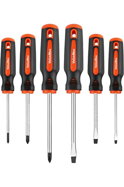 ValueMax 6-Piece Magnetic Screwdriver Set, 3 Phillips and 3 Flat Tip Screwdri...