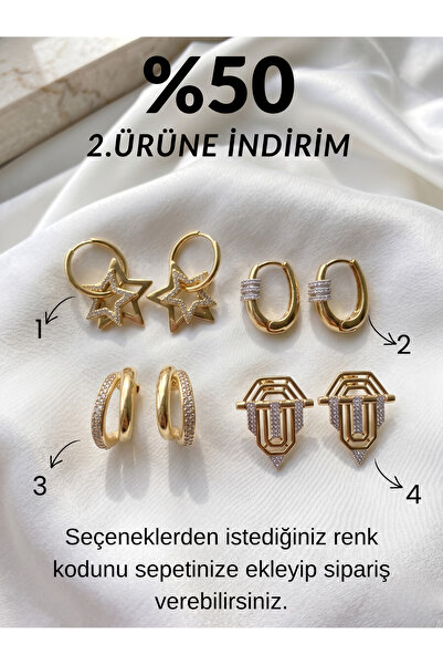 GKCBijoux 316L Altın Renk Zirkon Taşlı Çelik Küpe