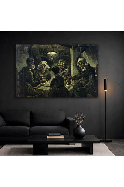 NERZEN HOME Vincent van Gogh Patates Yiyenler Premium Dekoratif Cam Tablo