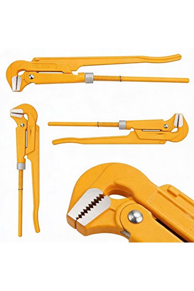 TOLSEN 90 Degree Bent Nose Pipe Wrench 3 Inch Jaw Capacity Offset Pipe Tool f...