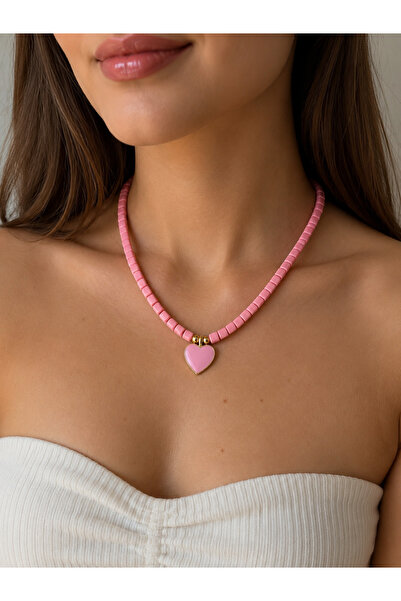 Miliva Pink Heart Fimo Necklace |   Young Girl Necklace |   Women's Bijouteri...