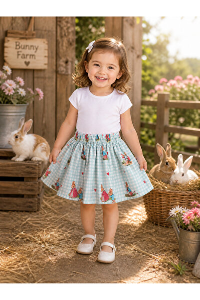 miccolatte for you tiny heart Baby and Girls' Patterned Poplin Skirt with Ela...