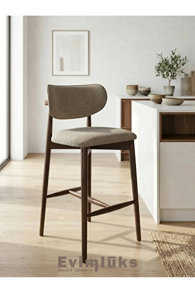Evimluks Home Decor Polo Modern Ahşap Kolsuz Bar Sandalye