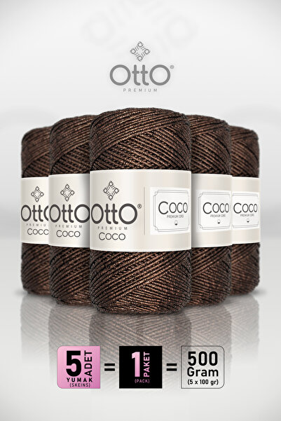 Otto Coco - Coffee - 5-Pack - 2Mm/100Gr/125M - Glitter Cotton Bag and Accesso...
