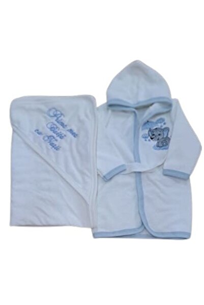 HUGBEBE BABY BATH First bath set, with towel and robe, embroidered NEW