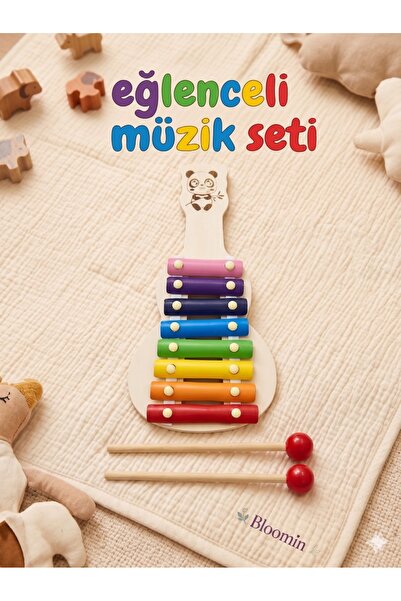 Bloomin Ahşap Gitar Ksilofon 8 Nota Ksilefon Çalgı(BÜYÜK BOY)Selefon Oyuncak ...