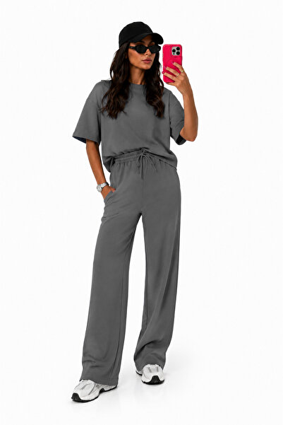 BARLİZ Women's Short Sleeve Crew Neck Casual Loose Wide Set