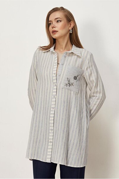 Alvina Shirt Collar Muslin Tunic 46525