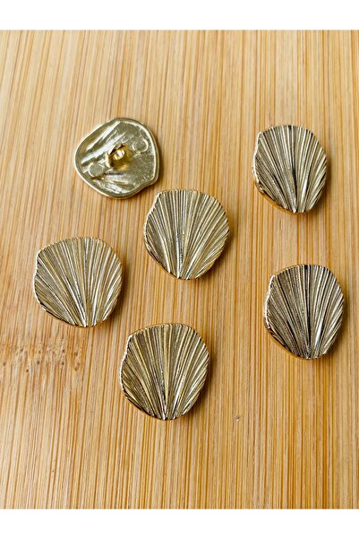 Lorin hobi Metal Z.A.R.A Model Oyster Button 3 cm 6 Pieces Large Size Gold