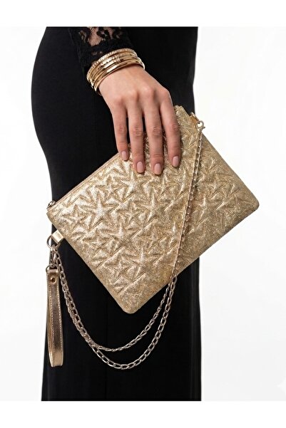 KIRASE Quilted Star Patterned Chain Tablet Bag with Wrist Strap and Hand and ...