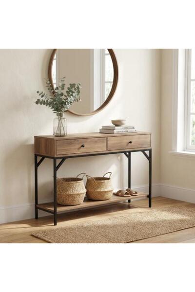 Palma homez كونسول مدخل عصري مع أدراج تخزين ورف - خشب 120 × 40 سم ارتفاع 76 سم