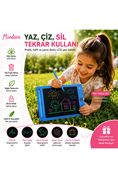MİNDO LCD Yazı ve Çizim Tableti Silinebilir Çocuk Yazı Tahtası