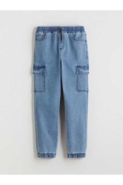 LC Waikiki Boys' Cargo Jean Pants with Elastic Waistband