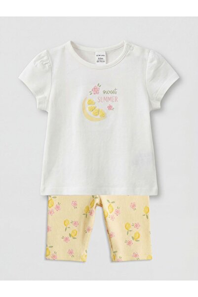 LC Waikiki طقم تي شيرت وبنطلون ضيق للفتيات الصغيرات من LCW baby مطرز
