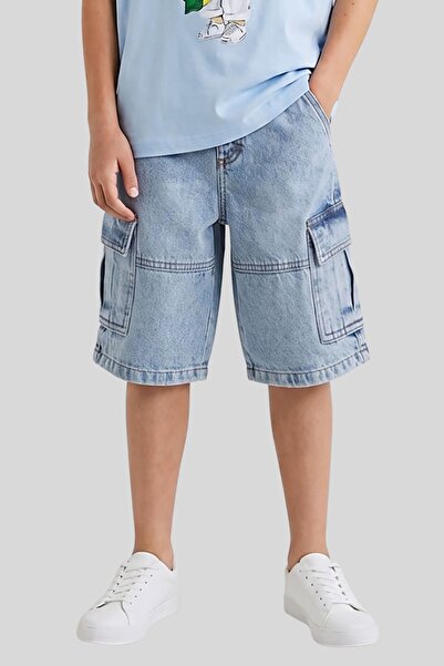 ww waka waka kids store Αγορίστικο τζιν σορτς Cargo Pocket με Lycra, άνετη εφ...