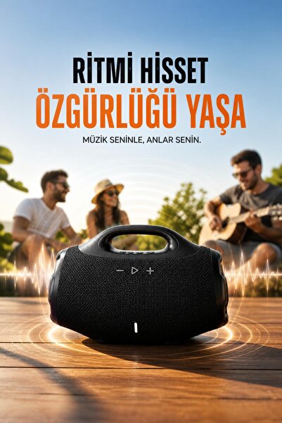 Yussraw BOOMSBOX 4 Mini Hoparlör Siyah Kablosuz Hoparlör FM Radyo USB/SD/AUX/...