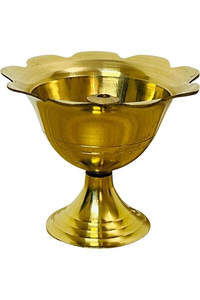 Generic Divine Design Lotus Design Akhand Jyot Brass Oil Lamp – Wind-Proof Et...