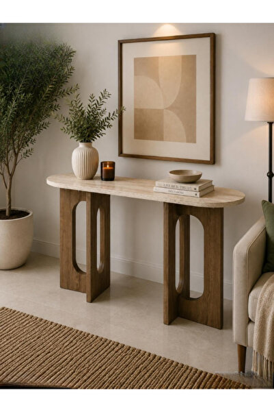 BEC30 Modern Design Console Table Oval Shaped Entrance Hall Table for Living ...