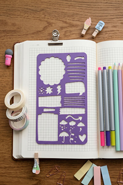 Karmelom Studio Riglă cu șablon pentru Bullet Journal cu prognoza meteo