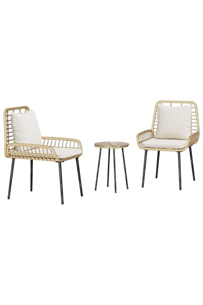 vidaxl Set de masă pentru grădină 3 pcs Maro și Crem poliratan