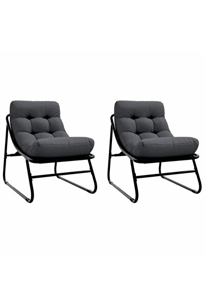 vidaxl Mobilier de grădină cu pernă 2 pcs Negru 60,5 x 81 x 71 cm