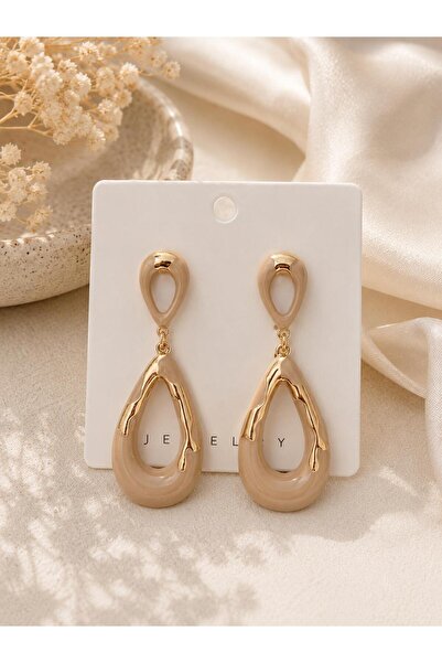 JEWELRY أقراط نسائية بتفاصيل ذهبية على شكل قطرة ماء