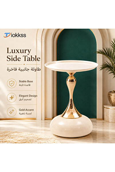 Tiokkss Luxury Side Table with Marble Base – Modern Gold Accent, Stable & Sty...