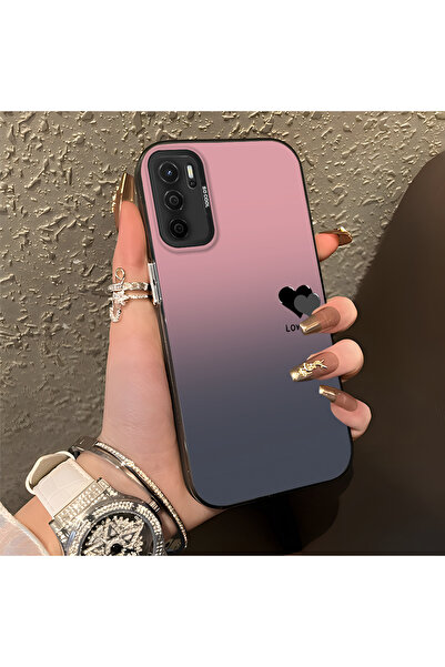 PATTERNOVA Oppo A16/A16S Uyumlu Siyah Pembe Geçişli Kalp Kılıf, Her Kıyafete ...