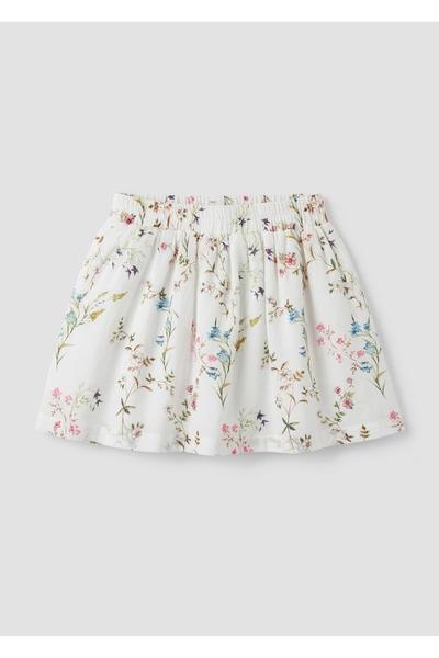 Ozmoz By Mukadder Özden Organic Floral White Summer Girls' Skirt
