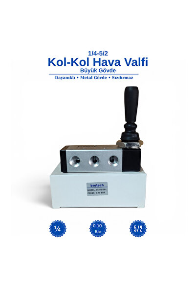 BROTECH 1/4-5/2 Büyük Gövde Kol Valfi (Açma-Kapma) Pnomatik Hava Valfi