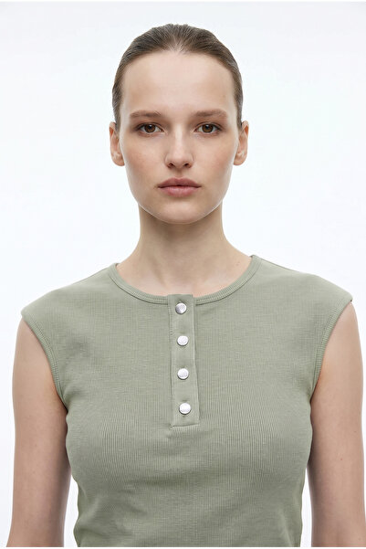 Sementa Tricou basic Ay Kol cu nervuri - Verde
